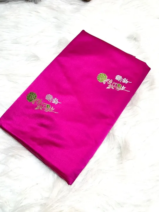 Handloom pure mashru katan silk saree in rani pink shade